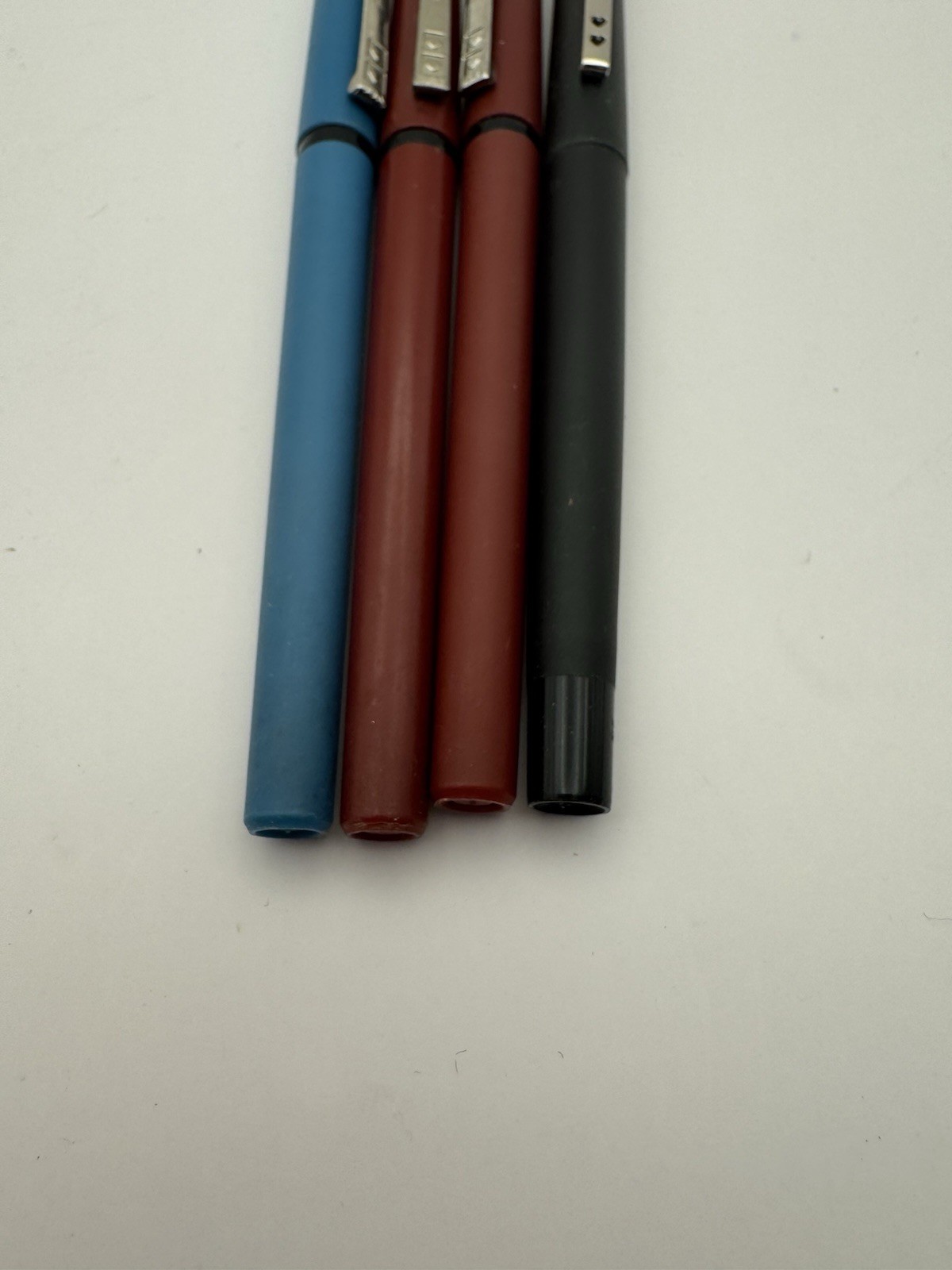 Vintage Paper Mate Double Heart Eraser Mate Ballpoint Pen Lot 3 Metal Roller