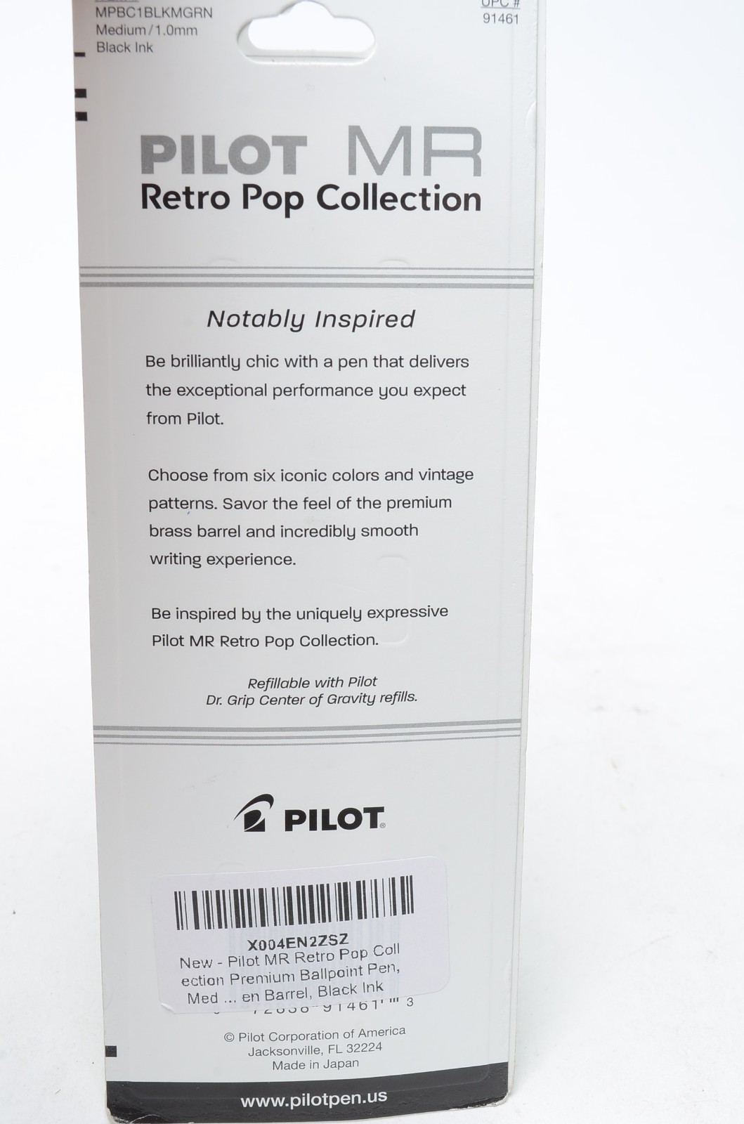 Pilot MR Retro Pop Ballpoint Pen Green Black Ink Medium 1.0mm New Sealed