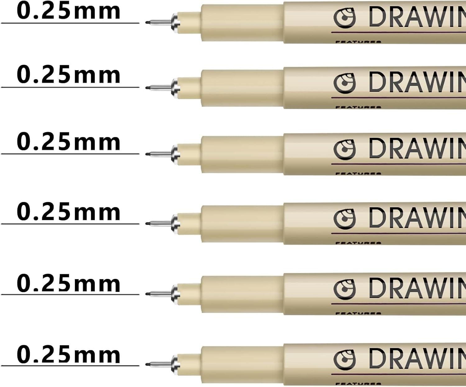 Muchcute 6 Pack No Bleed Fine Line Pens – 0.25mm Black for Detailing & Sketching