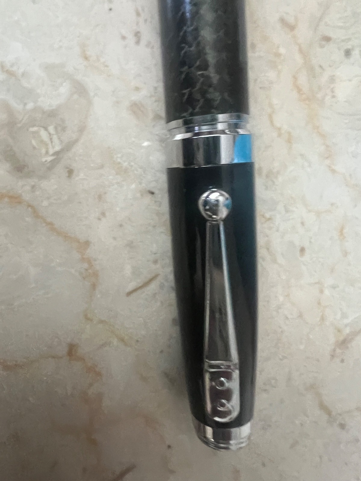 Movado Branded ballpoint pen black and carbon fiber NEW