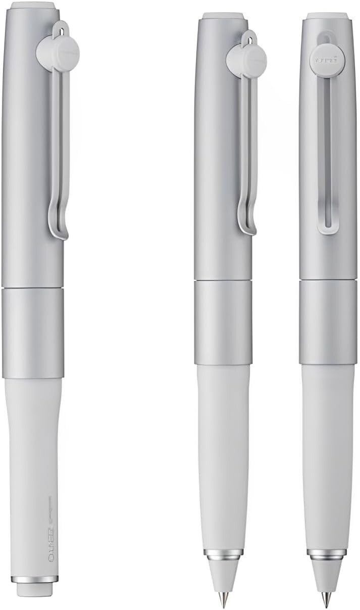 uni-ball ZENTO Signature Pen Set Silver & Black + 6 Refills (Red/Blue/Black)