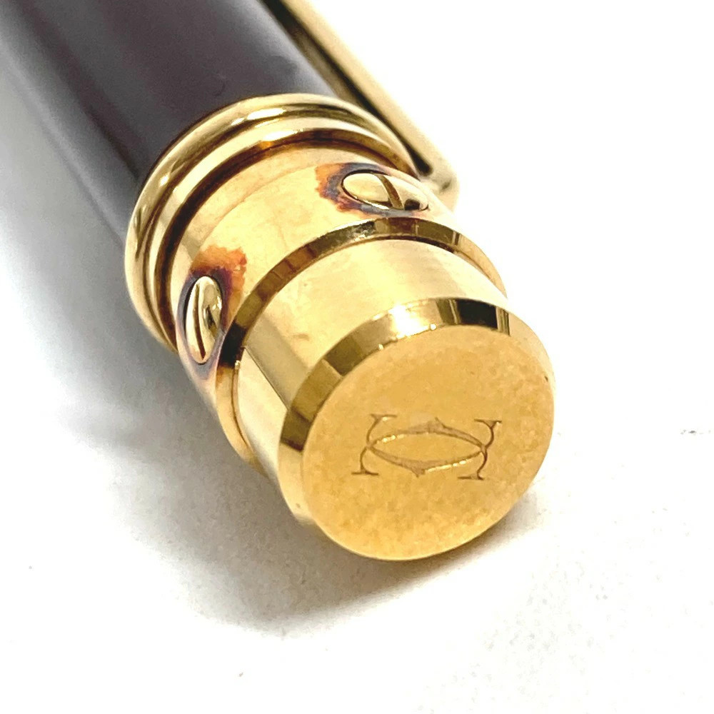 Santos de Cartier Love Ballpoint Pen Brown Resin Glack Ink Gold Twist Unisex