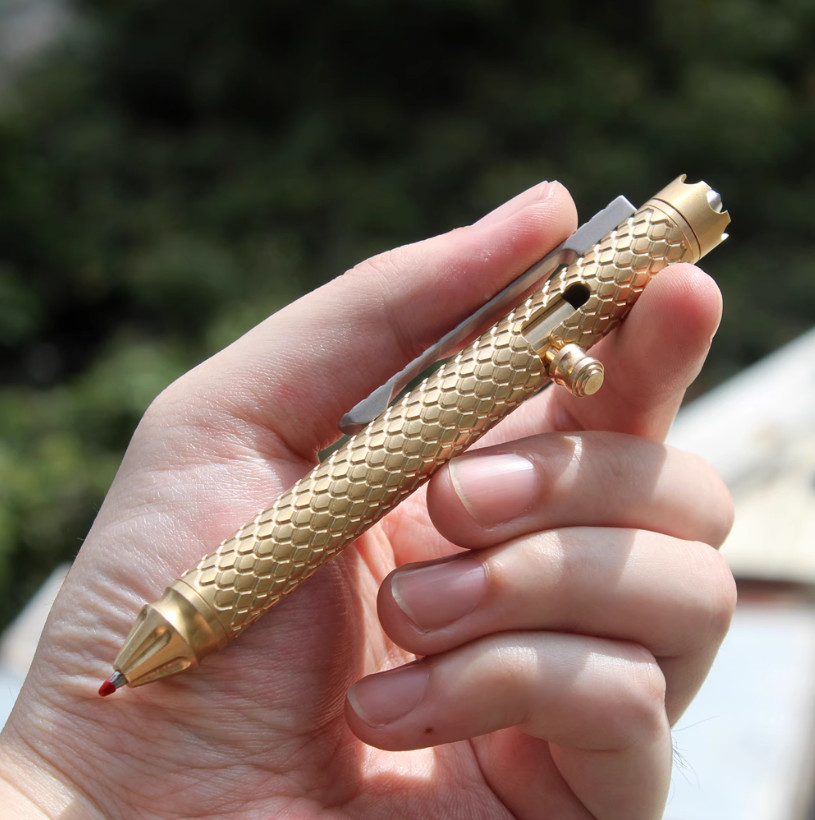 EDC Brass Bolt Action Ballpoint Pen Signature Writing Pen with Fidget Spinner