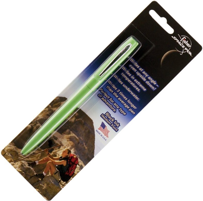 Fisher Space Pen Cap-O-Matic Pen Green Pocket Clip Writes In Extreme Conditions