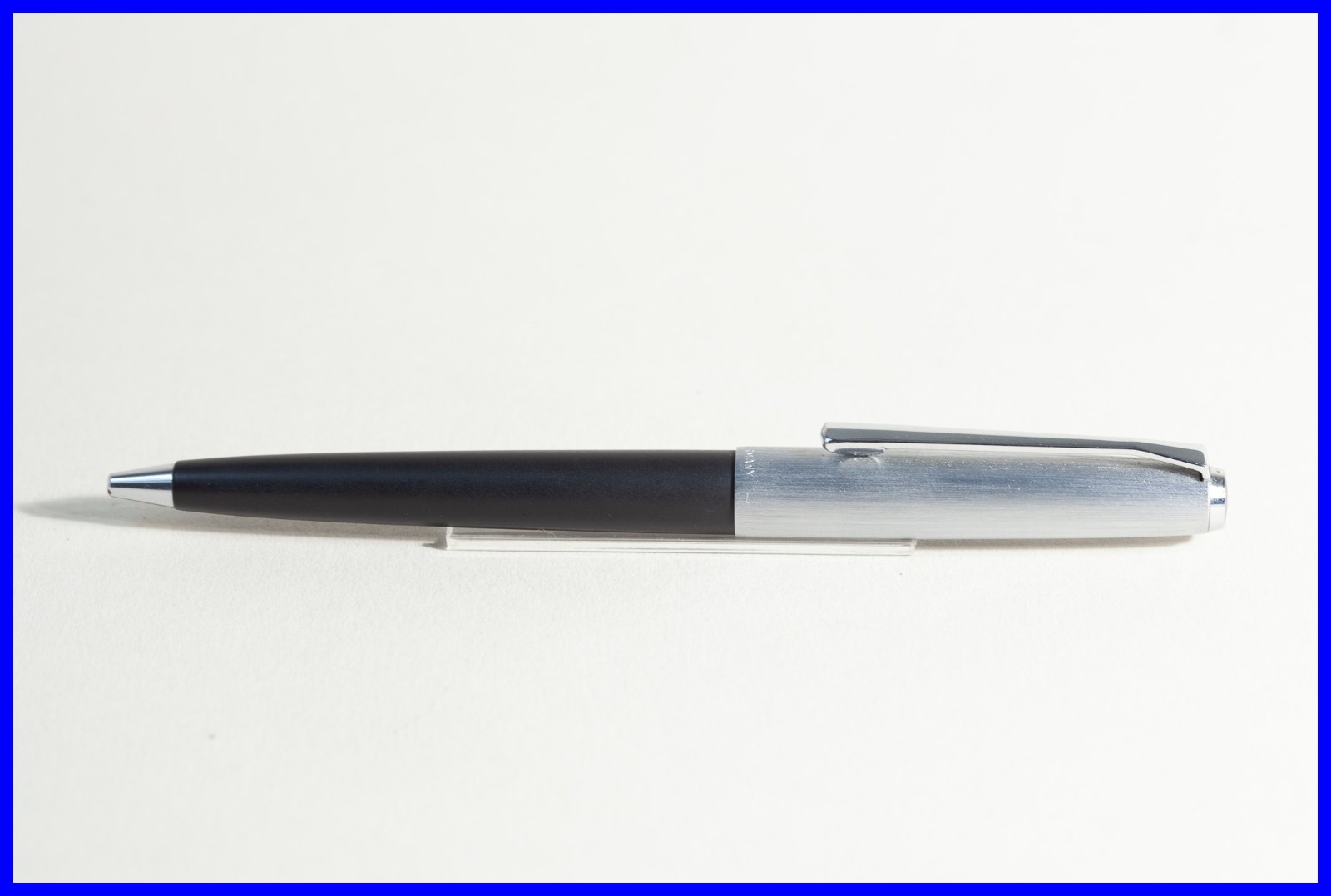 1971s Pelikan SILVEXA 20 Ballpoint Pen Line Textured Silver & Black