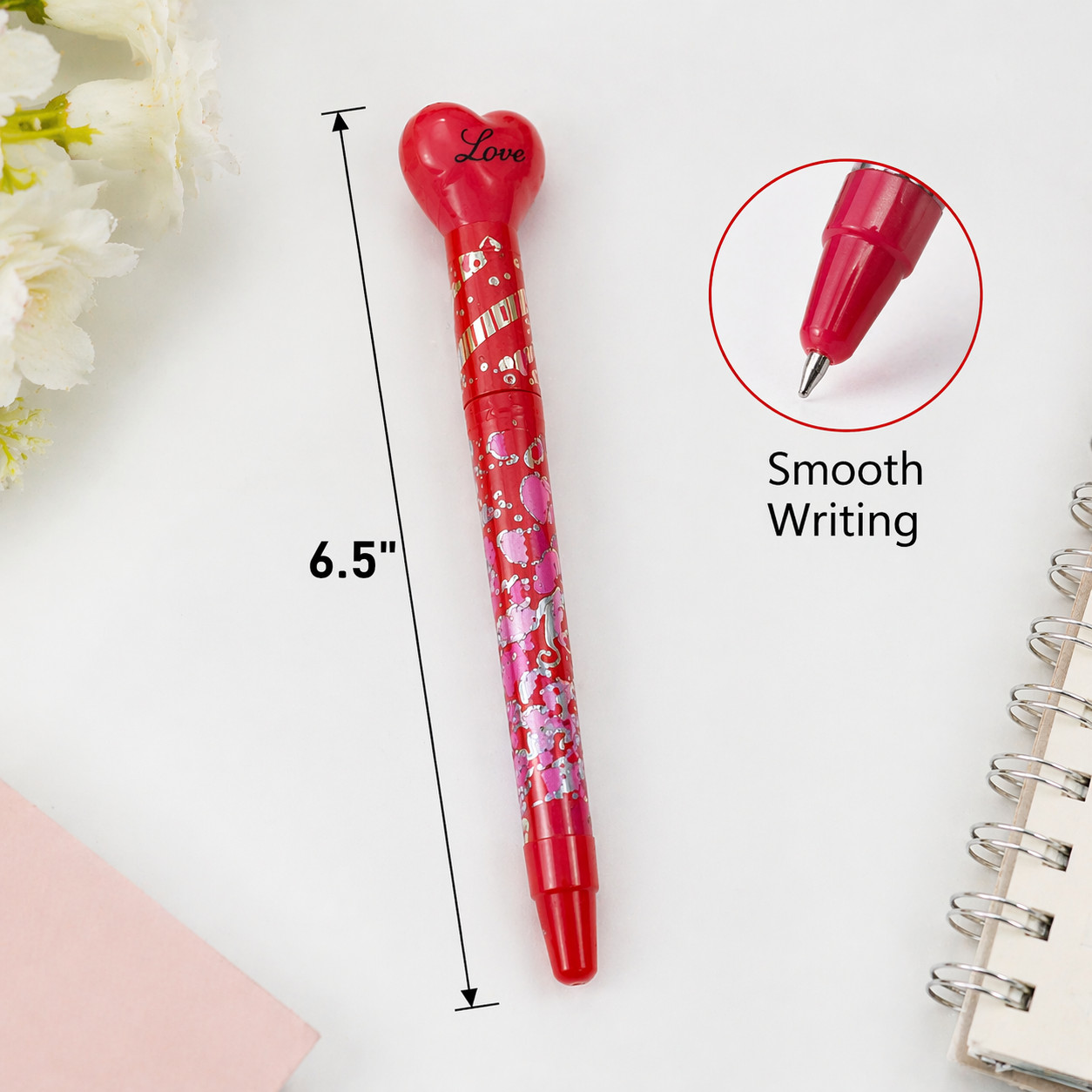 Wholesale Closeout 60 PCS Heart Shaped Pens Glitter Love Novelty Ballpoint Pens