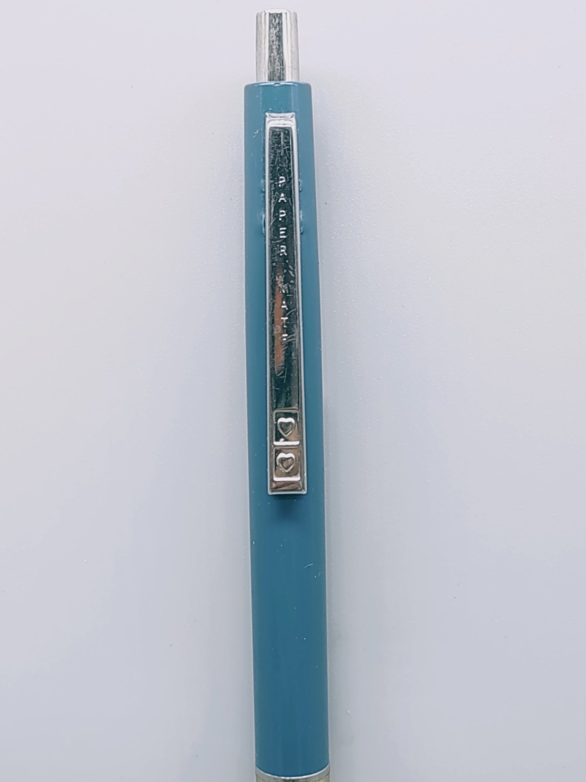 Paper Mate «Clear Grip» Contour Double Hearts Ballpoint Pen. Blue. Vintage