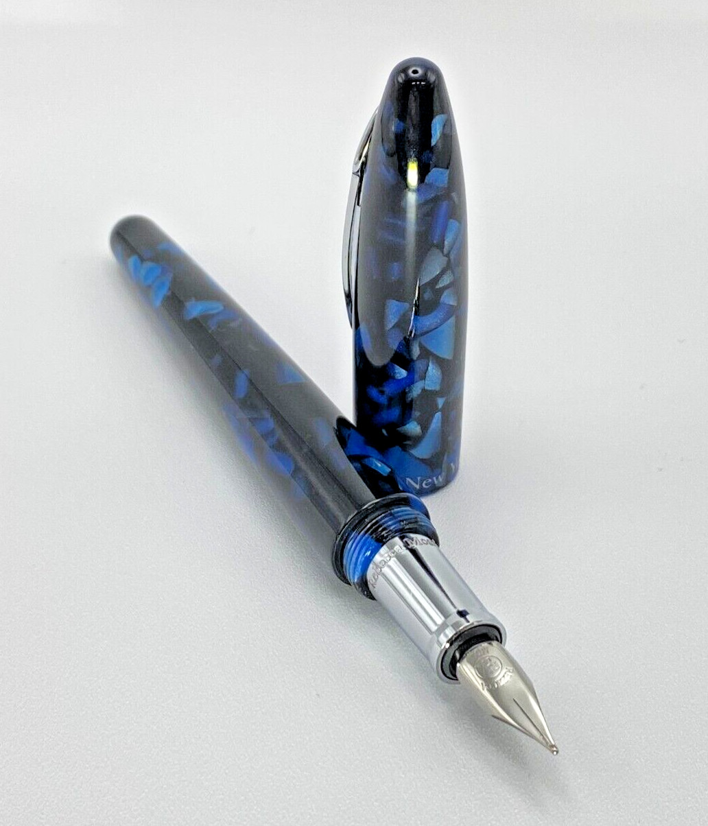 Rebecca Moss NY Navy Crackled Spirit II Luxury Fountain Pen
