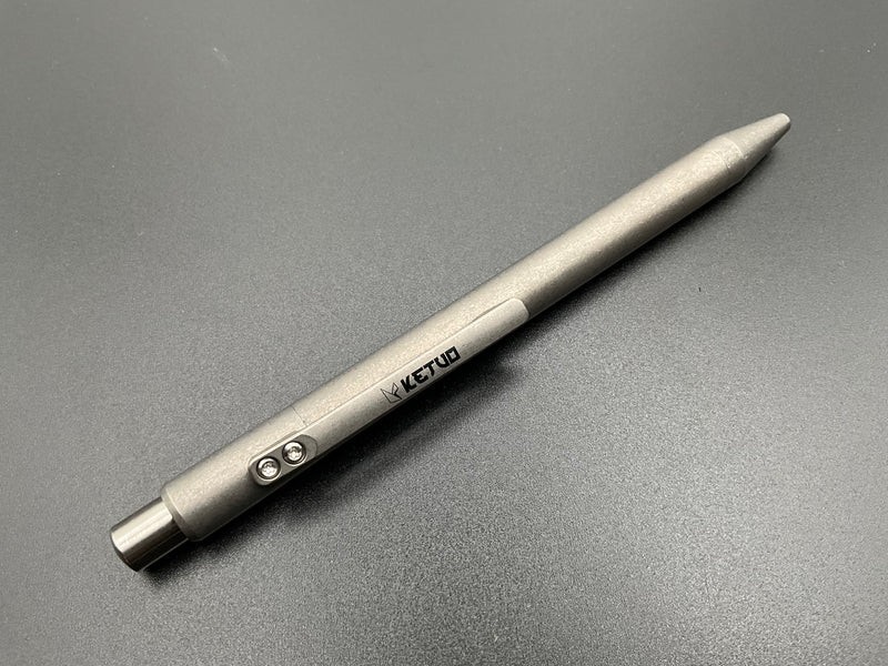 Ketuo Pen Push-To-Deploy Stonewashed Titanium Construction With Pocket Clip