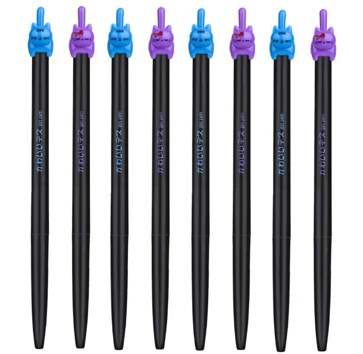 Recheng Retractable Cat Gel Pens,fine Point 0.5Mm Black Ink,cute Kitty