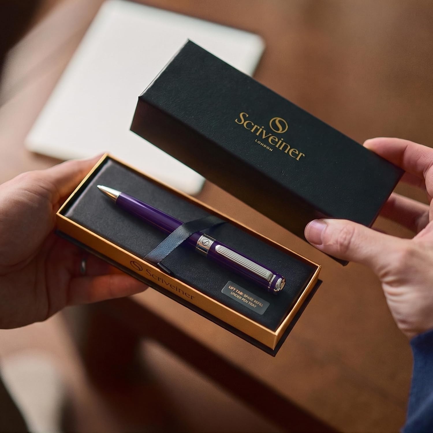 Brass Aubergine Pen – Elegant Schmidt Refill, Luxury Writing