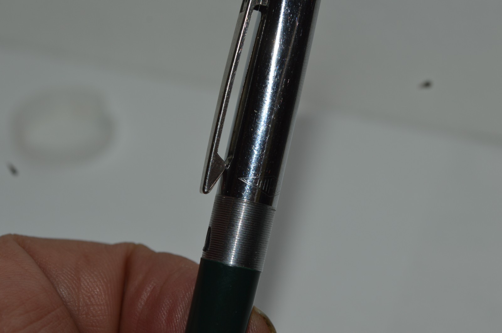 UNIPECO Ballpoint Pen Dark Green Square Clicker Light Used Circa 1960’s Tested