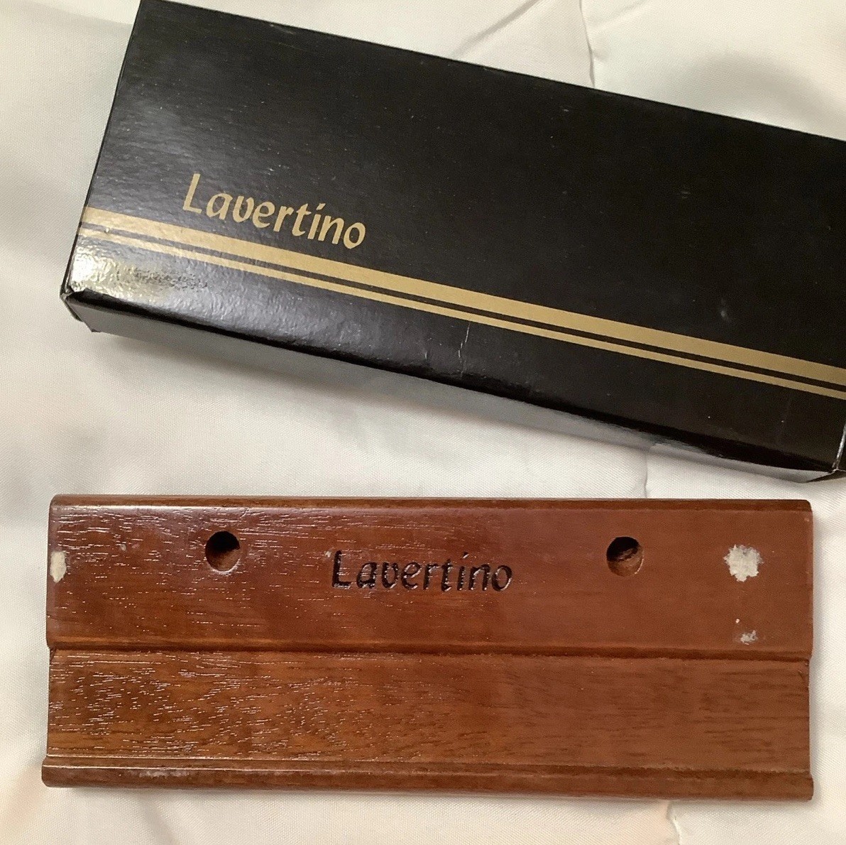 Pen Set Lavertino Ink Brown with Wood Box Holder Twist & Cap Vintage
