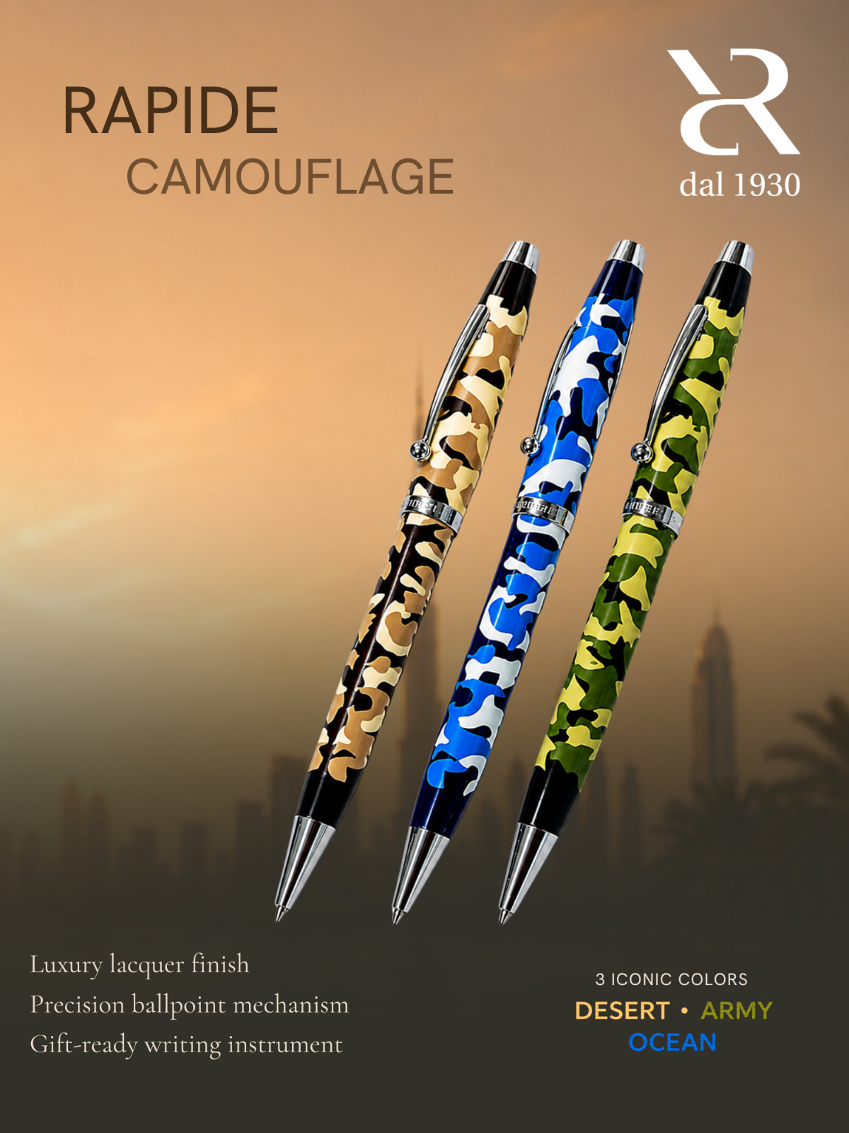 Rapide HERO Twister 3-pc Pen Set Rare Limited Edition 1930 Metal Chrome Numbered