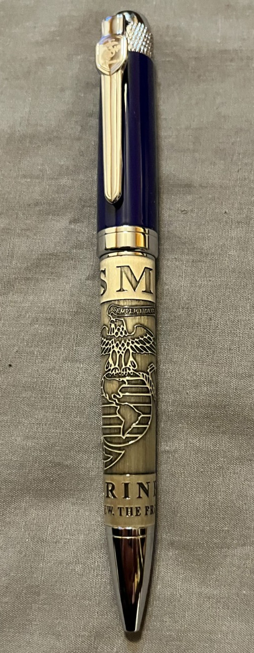 USMC United States Marines Metal Ballpoint Pen Logo Blue NEW!