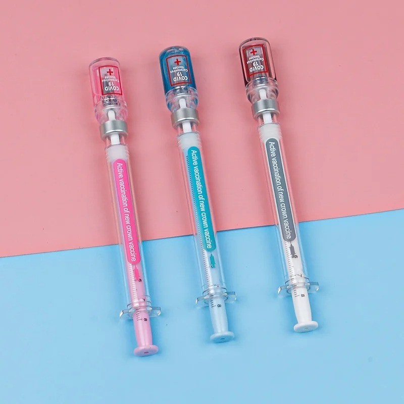 3-PCS Random Color Belt Syringe Shaped Gel Neutral Pen Signature Ballpoint Pen**
