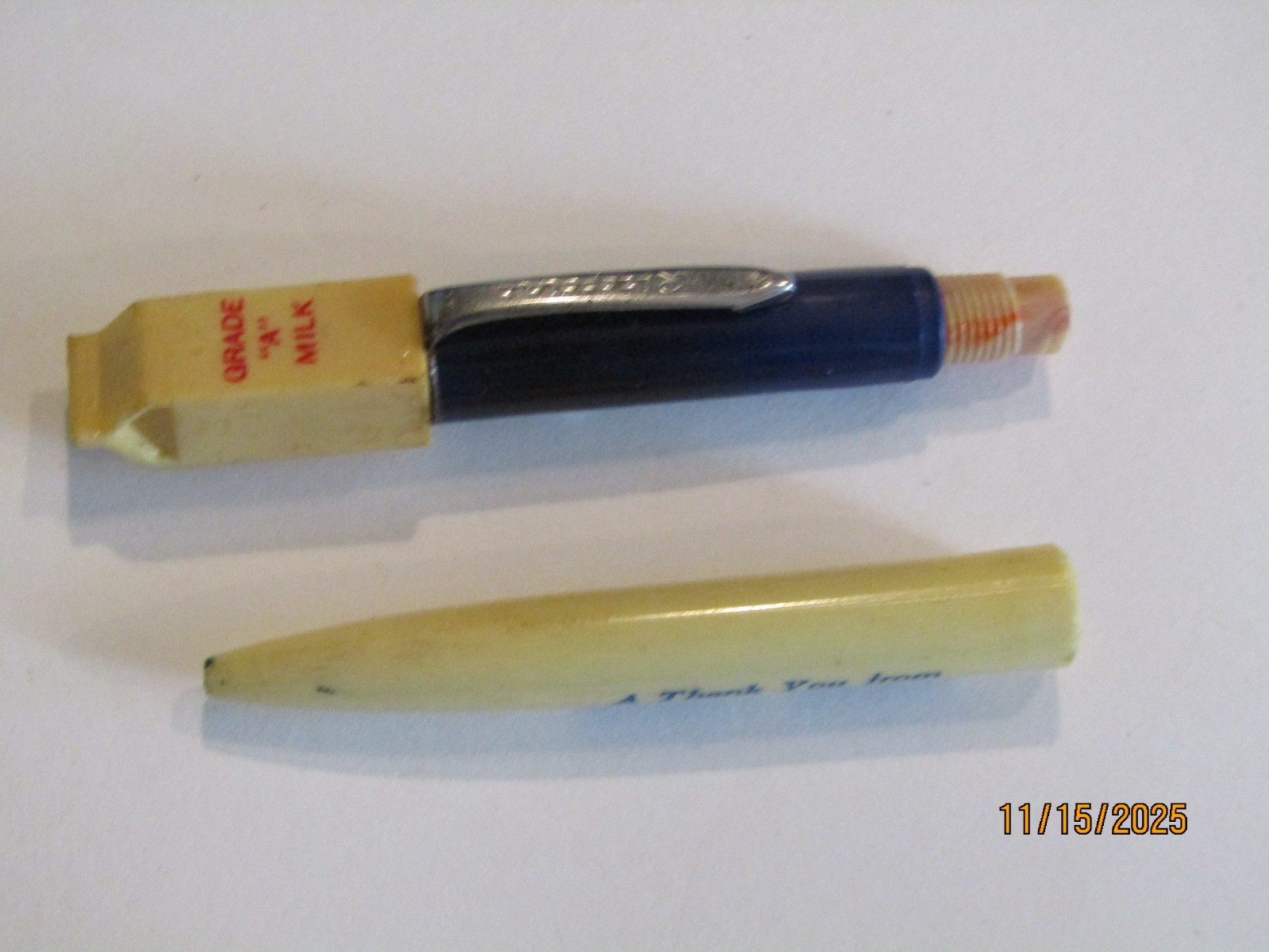 Vintage Ritepoint Ball Point Pen Irving’s Market Monroe Wash A Milk Carton Top