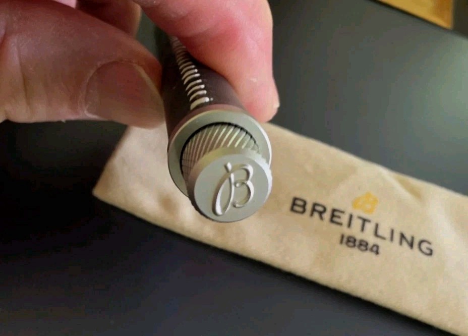 Breitling 1884 Luxury Handstitched Black Leather & Aluminum Ballpoint SWISS