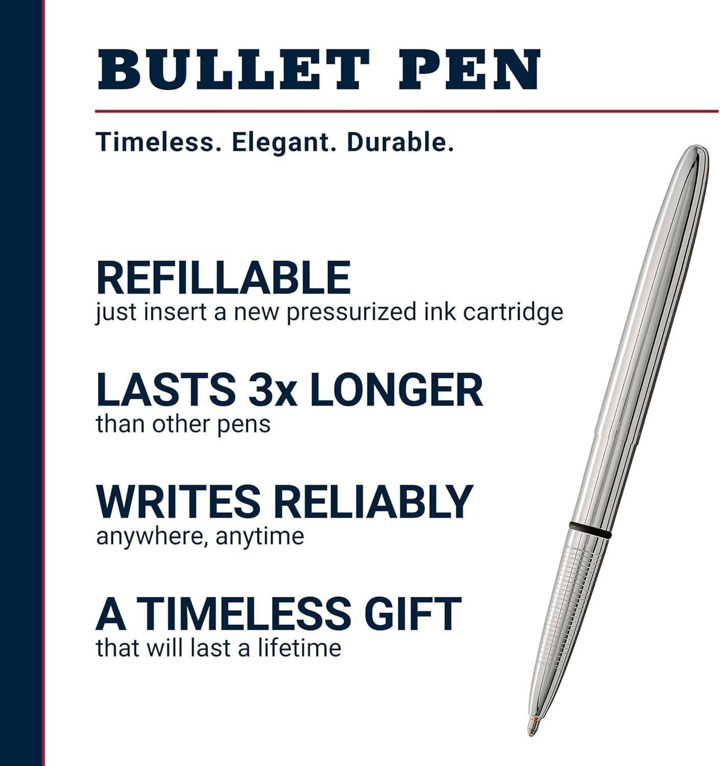 Fisher Space Pen Bullet Chrome S400 Writes Upside Down USA