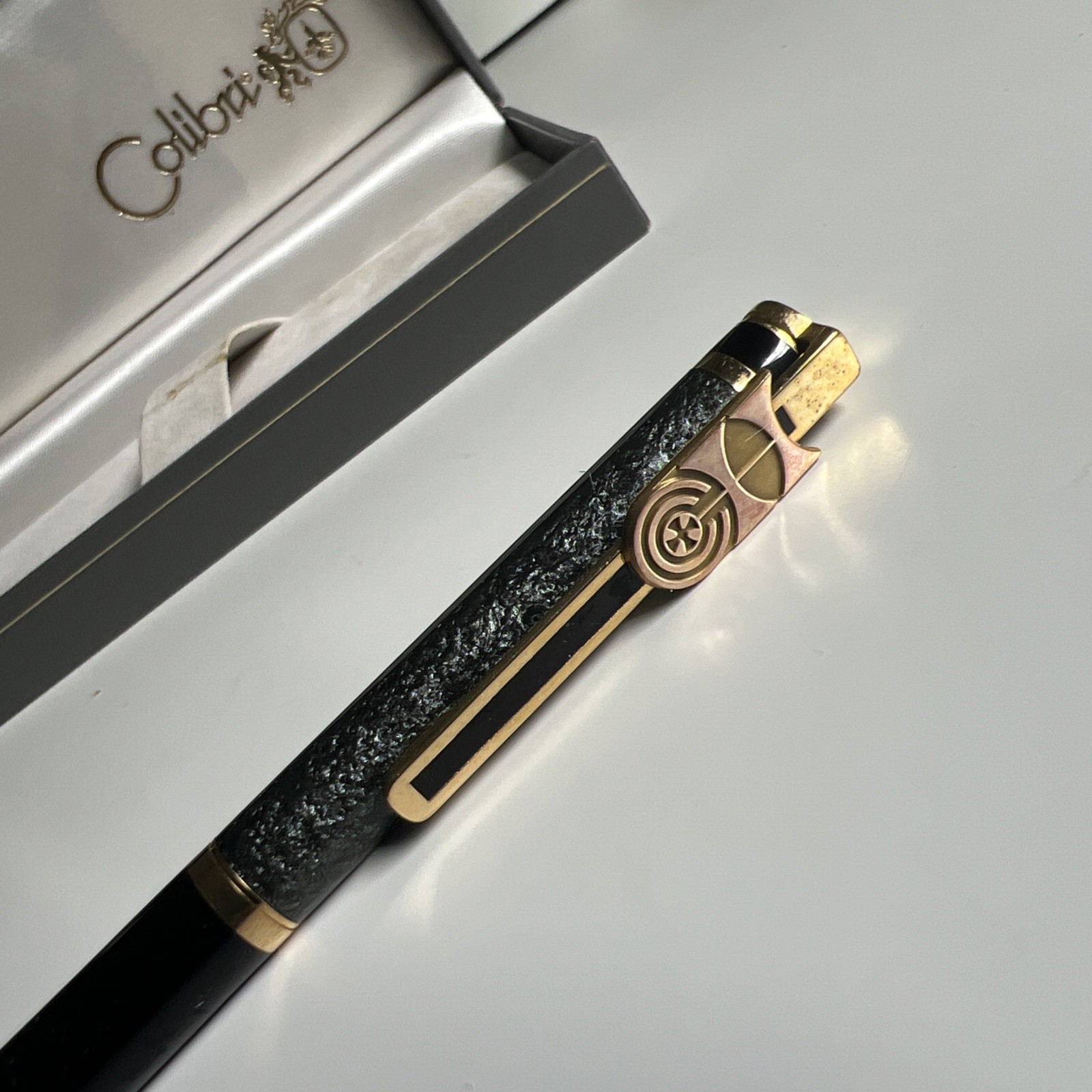 Vintage Colibri Pen USA Gold Unique 1/5 10k Case Box Writing Instrument Warranty