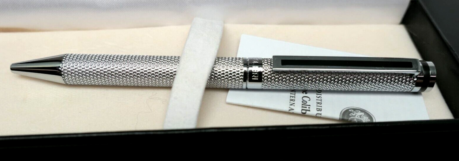 Genuine Colibri of London Silver rough textured twist action ball point pen New