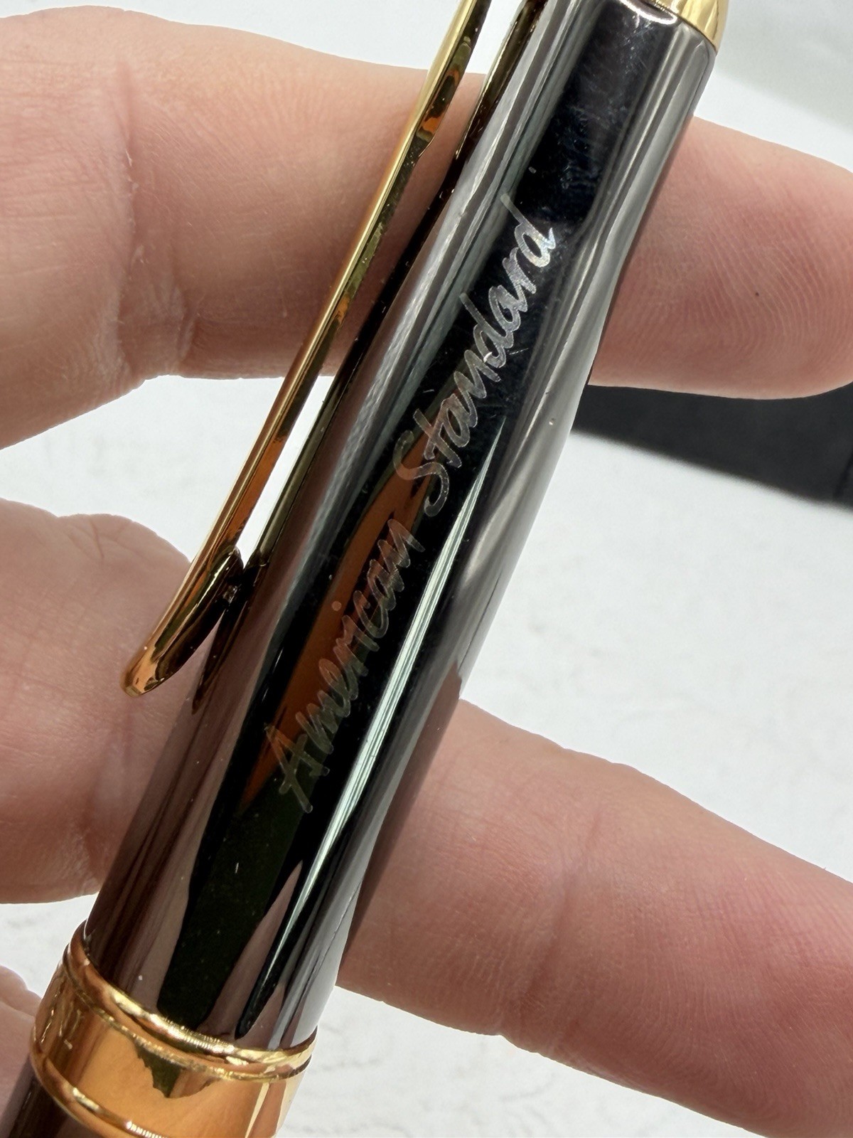 Bettoni Pen American Standard Roller Ball Gun Metal Gold Tone & Box