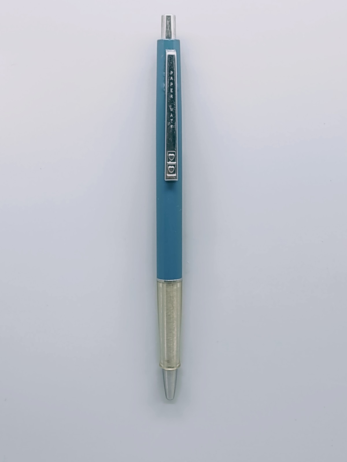Paper Mate «Clear Grip» Contour Double Hearts Ballpoint Pen. Blue. Vintage