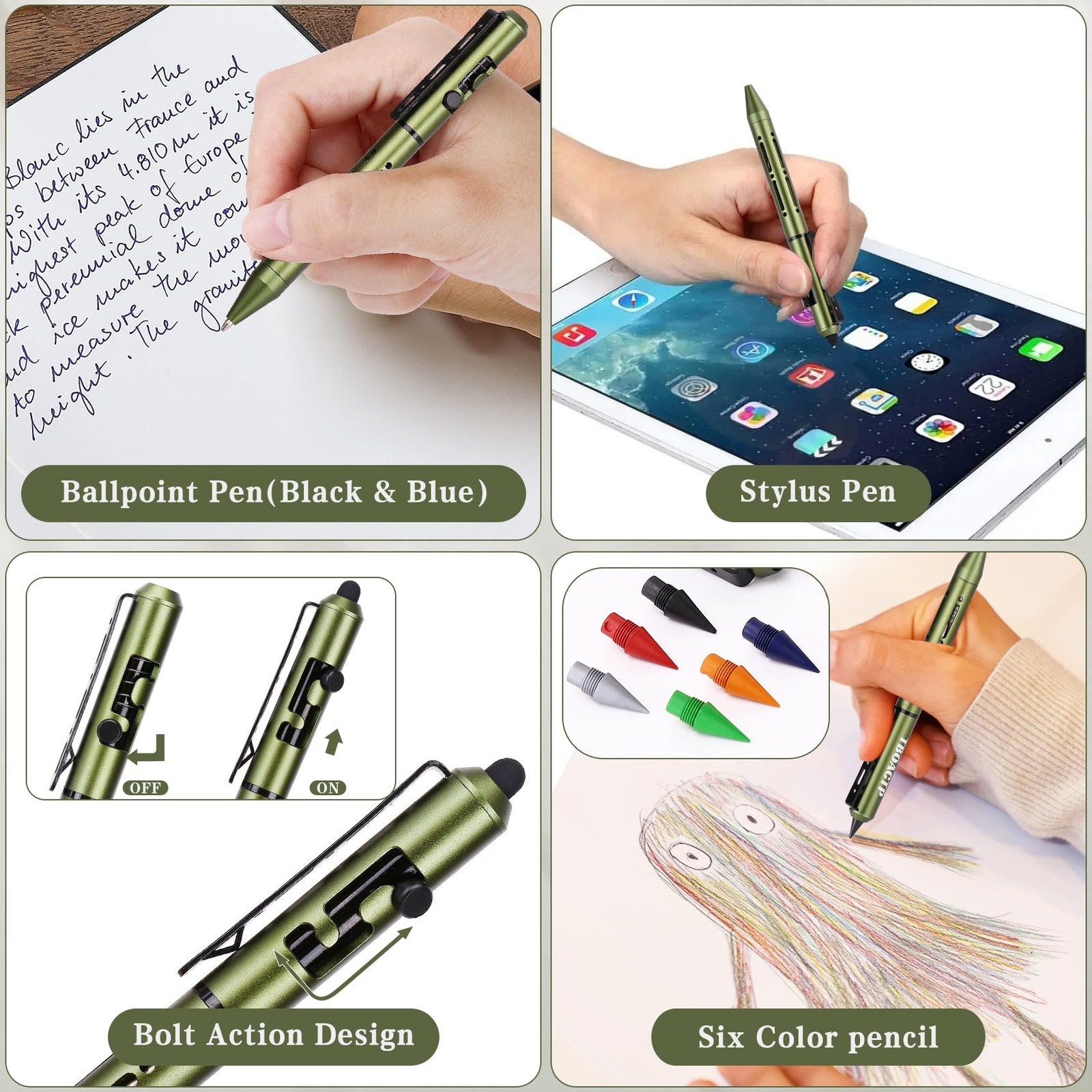 Tboactp 4.7 Mini 3 Edc Ballpoint Pen Pencil And Stylus In One 2 Refill 6 Pencil