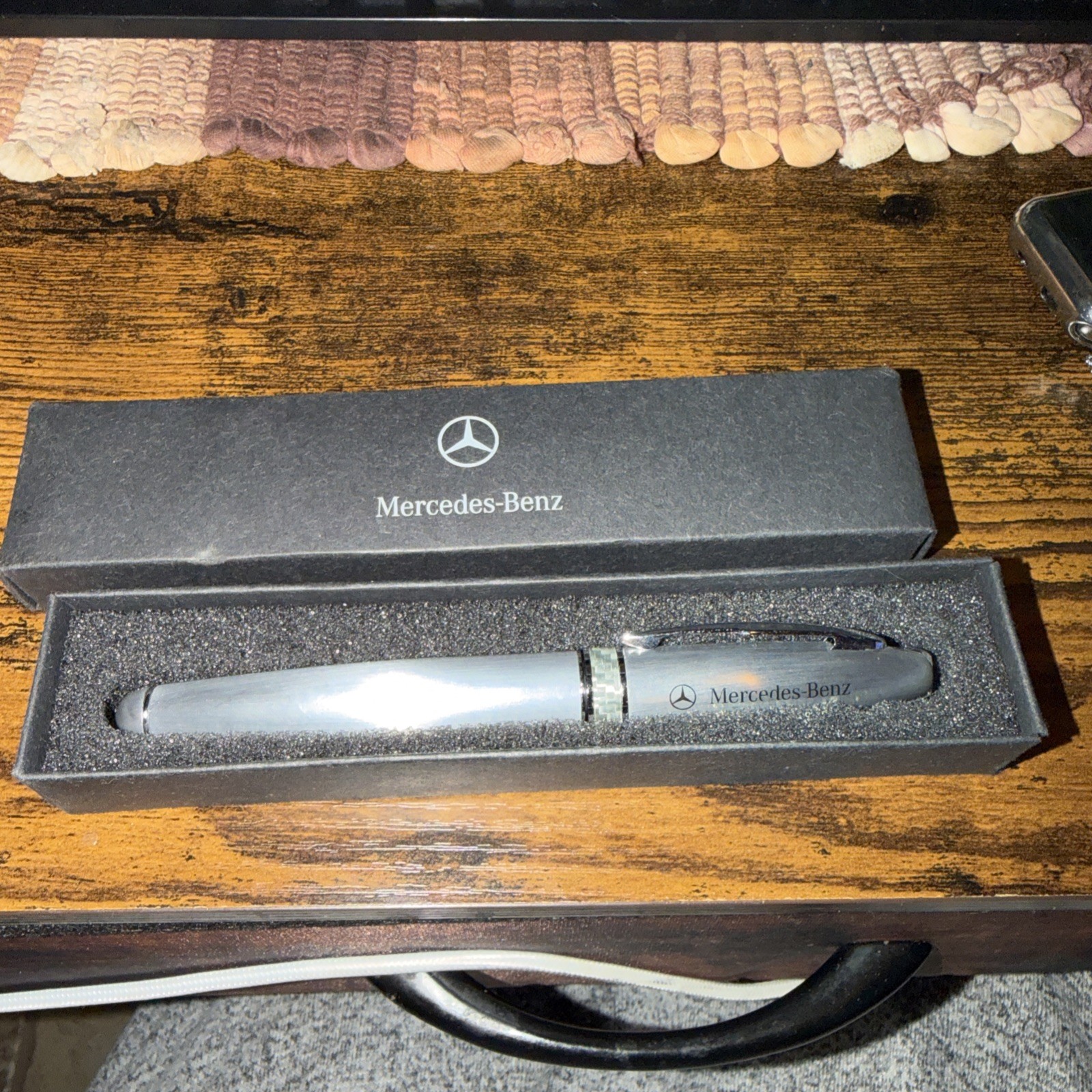 NIB Genuine Mercedes-Benz silver metal w/crystals Ballpoint Roller Ball Pen