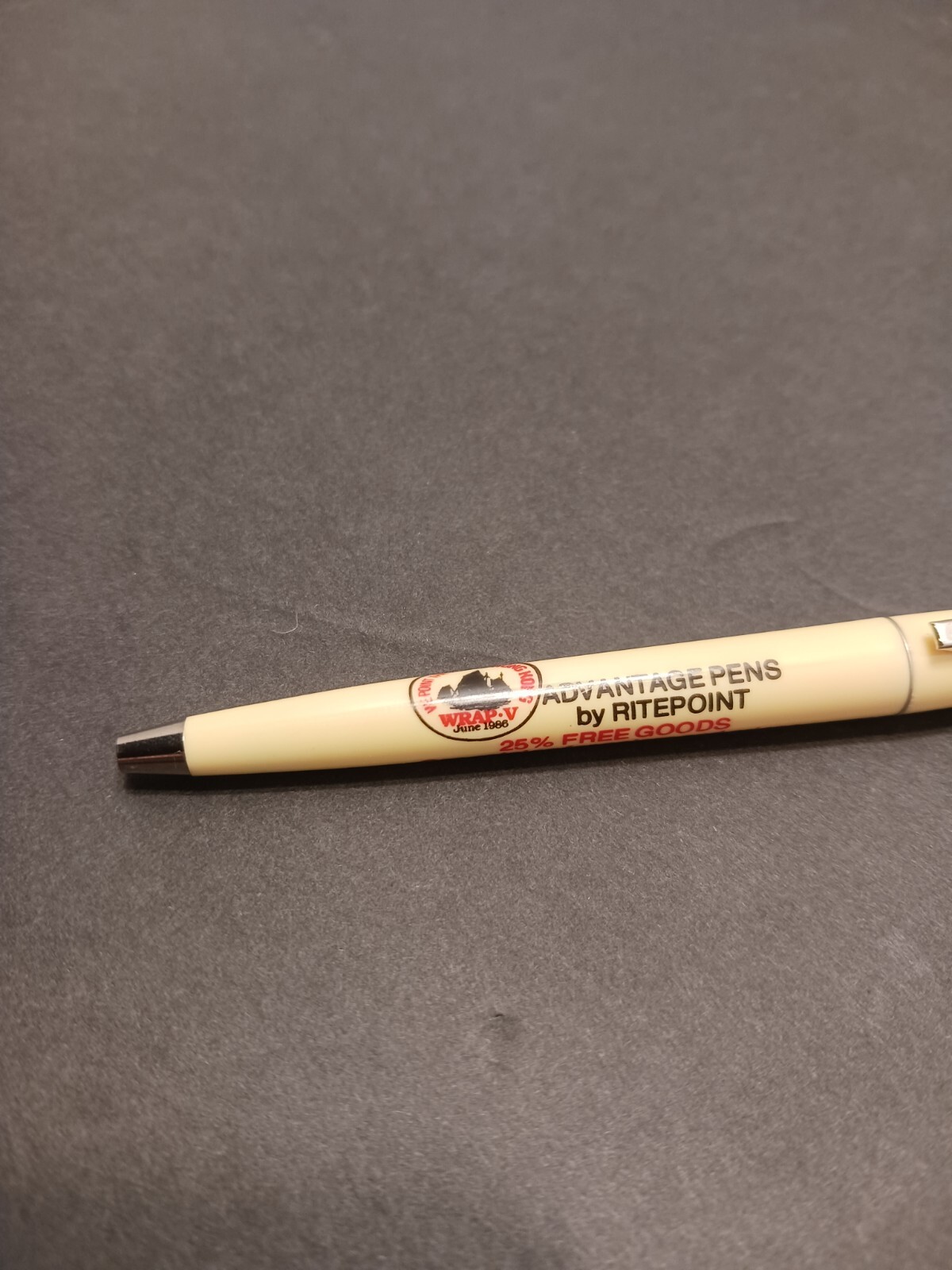 Vintage Ritepoint Advertising Pen / Advantage Wrap V June 1986 Hong Kong