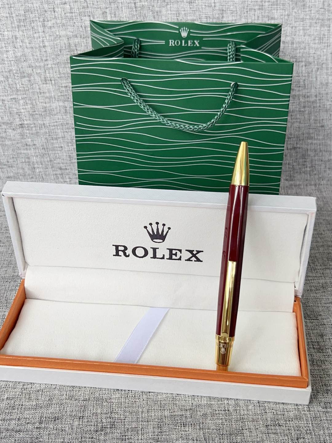 Rolex Classic Red Gold Trim Ballpoint Pen Luxury With Gift Box