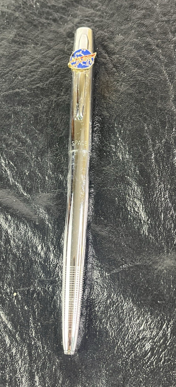 NASA Metal Pen Space Fan Silver Tone Click Clip Shirt Pocket