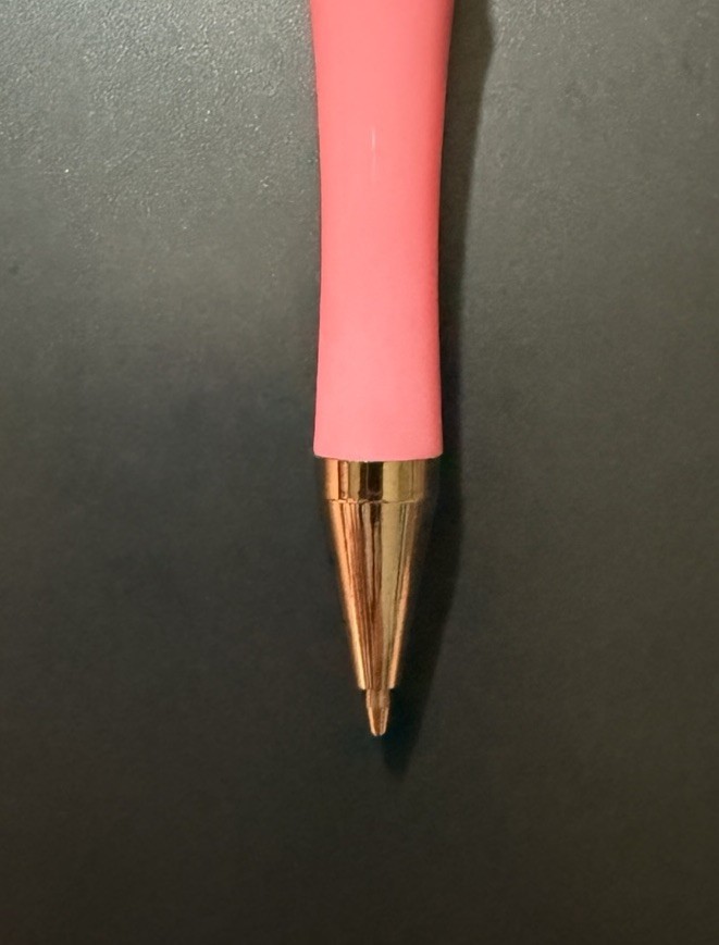 Pink and Blue Plastic Ballpoint Pen w/ Cow Print Bow Topper, Black Ink