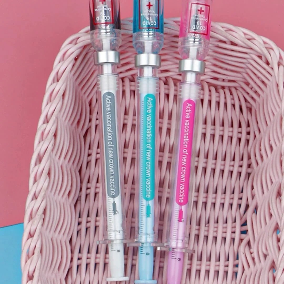 3-PCS Random Color Belt Syringe Shaped Gel Neutral Pen Signature Ballpoint Pen**