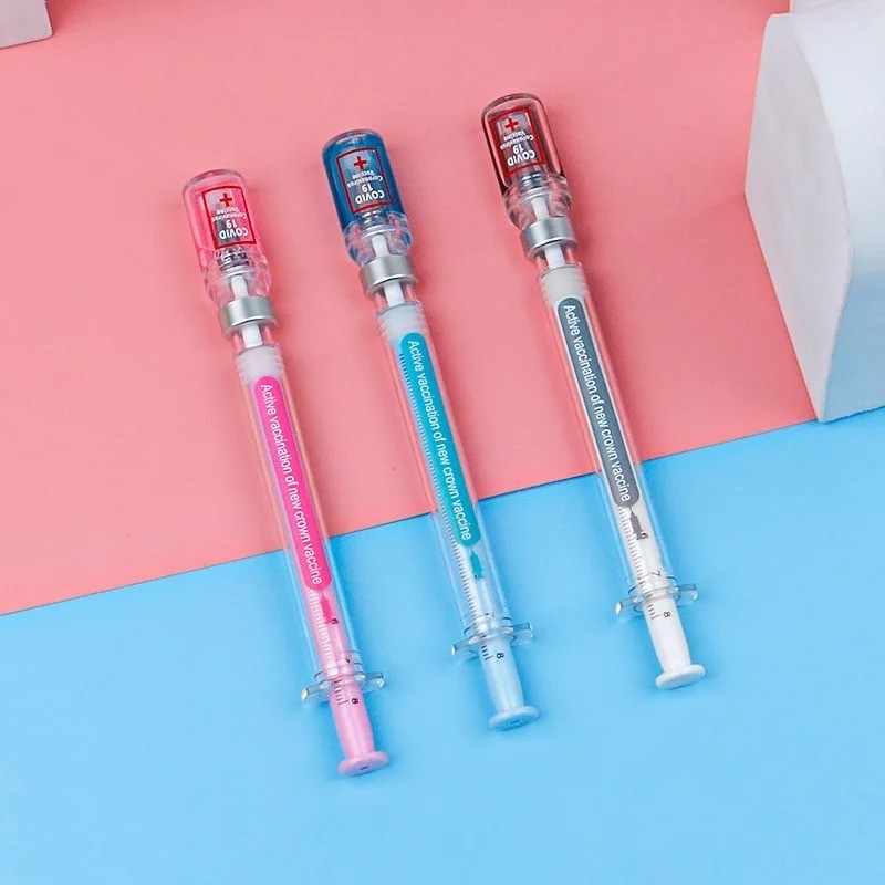 3-PCS Random Color Belt Syringe Shaped Gel Neutral Pen Signature Ballpoint Pen**