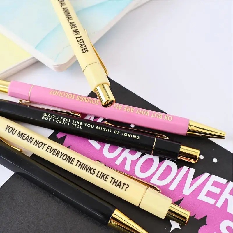 Cute Ballpoint Pens Portable 0.5mm Nib Pens 5x Humorous Stationery Lightweight