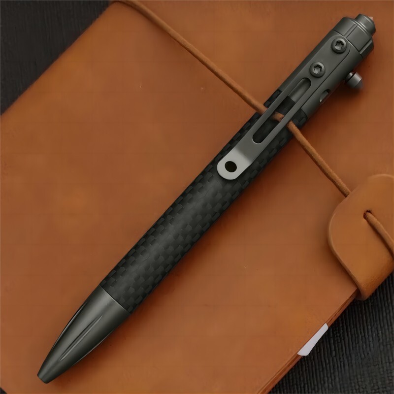 Titanium Carbon Fiber Ballpoint Pen Bolt Action Signing Writing Pocket Pen EDC