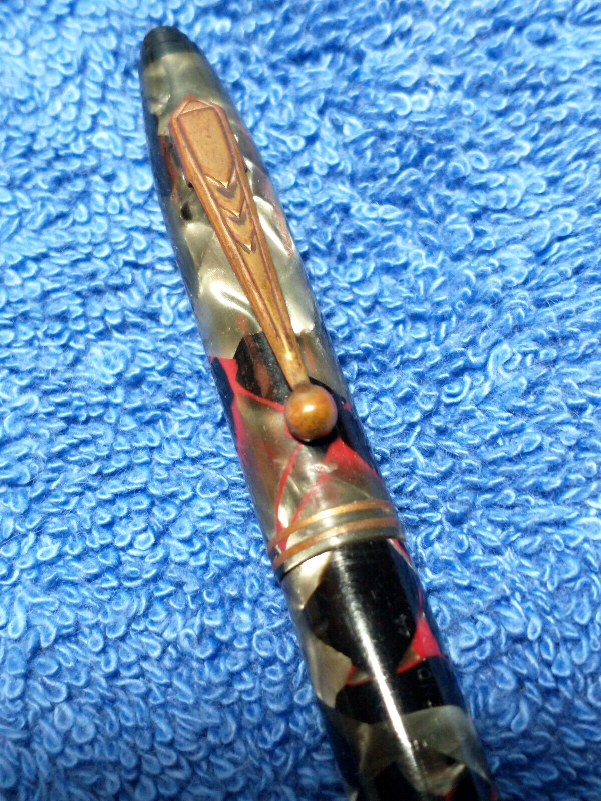 PARKER PARKETTE VINTAGE CELLULOID MECH PENCIL BLACK SILVER COLLECTIBLE ANTIQUE