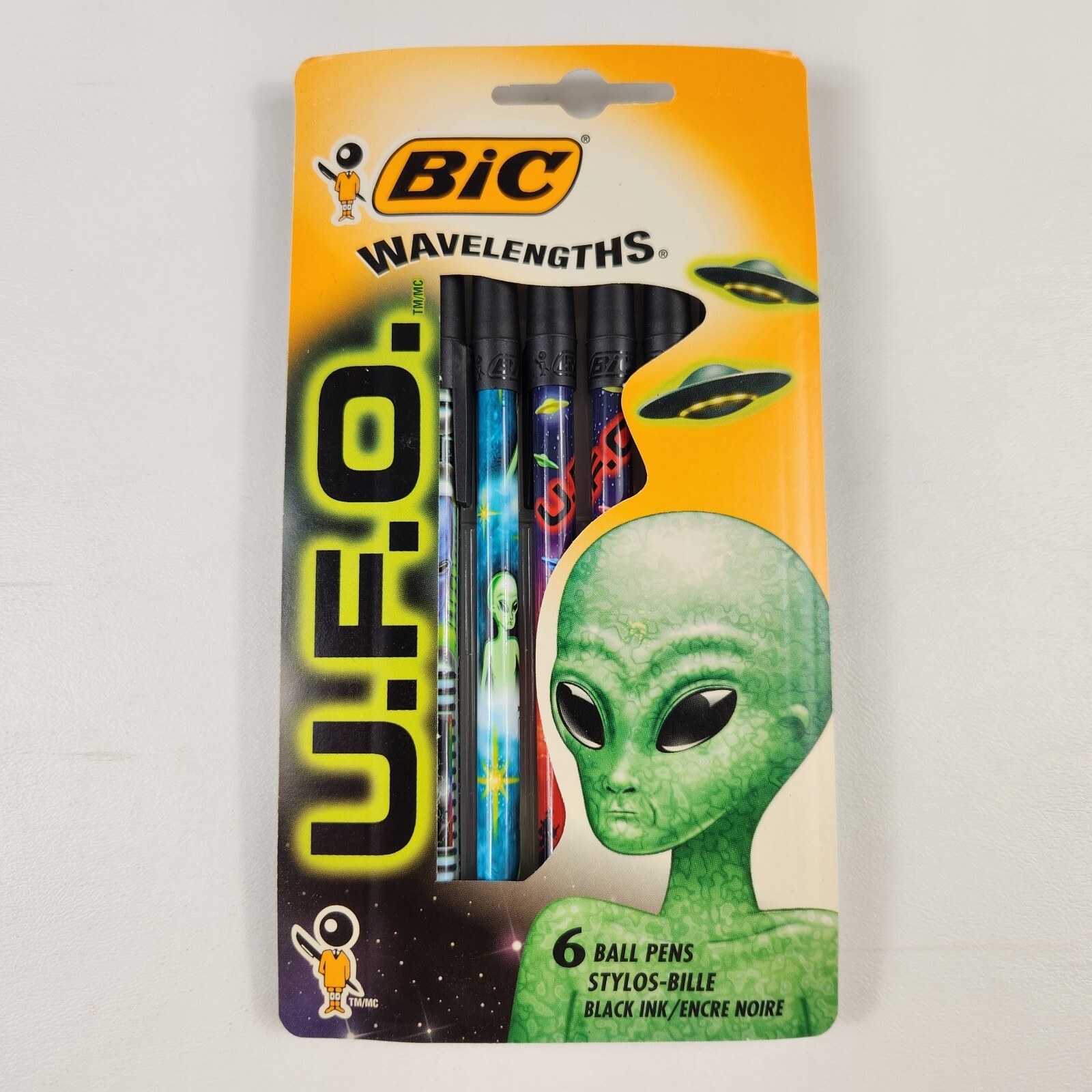 Bic Wavelengths UFO Alien Stick Pens Black Ink Ballpoint 1997 Vintage New NOS