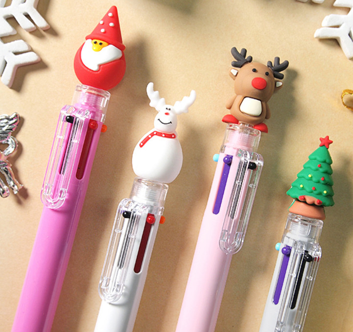 Christmas X-mas 6 Color ballpoint pens 0.7mm 5 Count Cute Design Gift