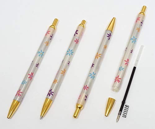 Japanese-made textured cowhide leather pen tray blue floral pattern ballpoint