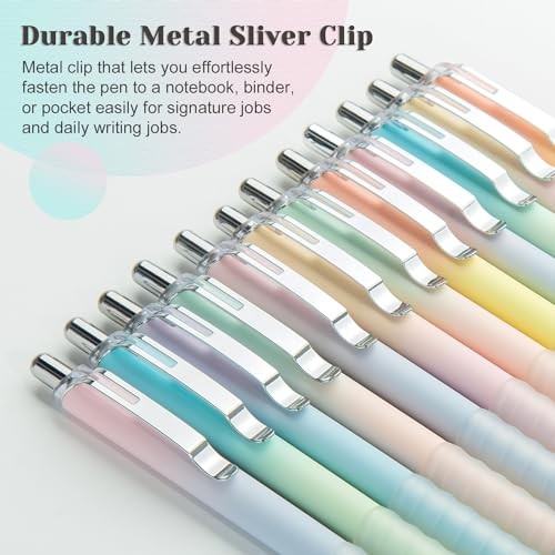 Gel Pens Fine Point 0.7mm Black Ink Gel Pen Retractable Cute Pens for 12-count