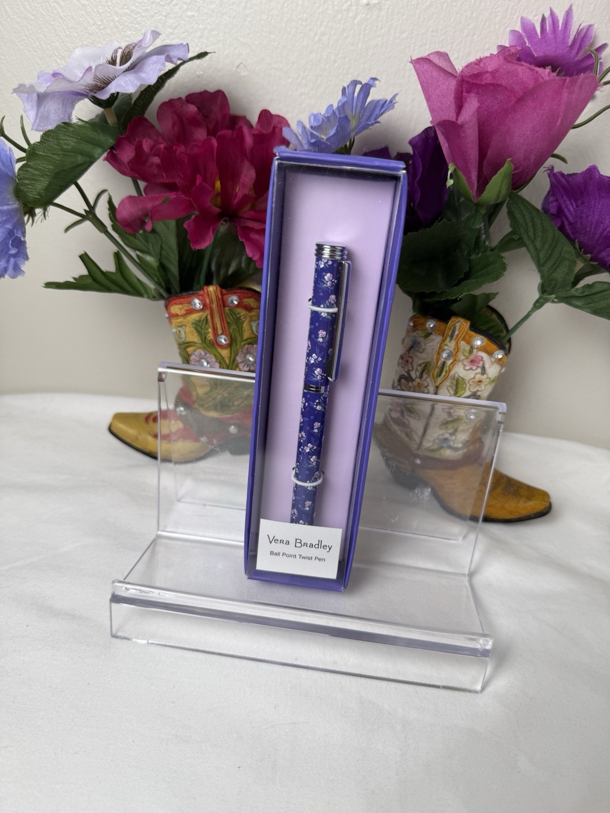 Vera Bradley Wild Roses Ball Point Pen NWT Retired Pattern Metal Twist Pen