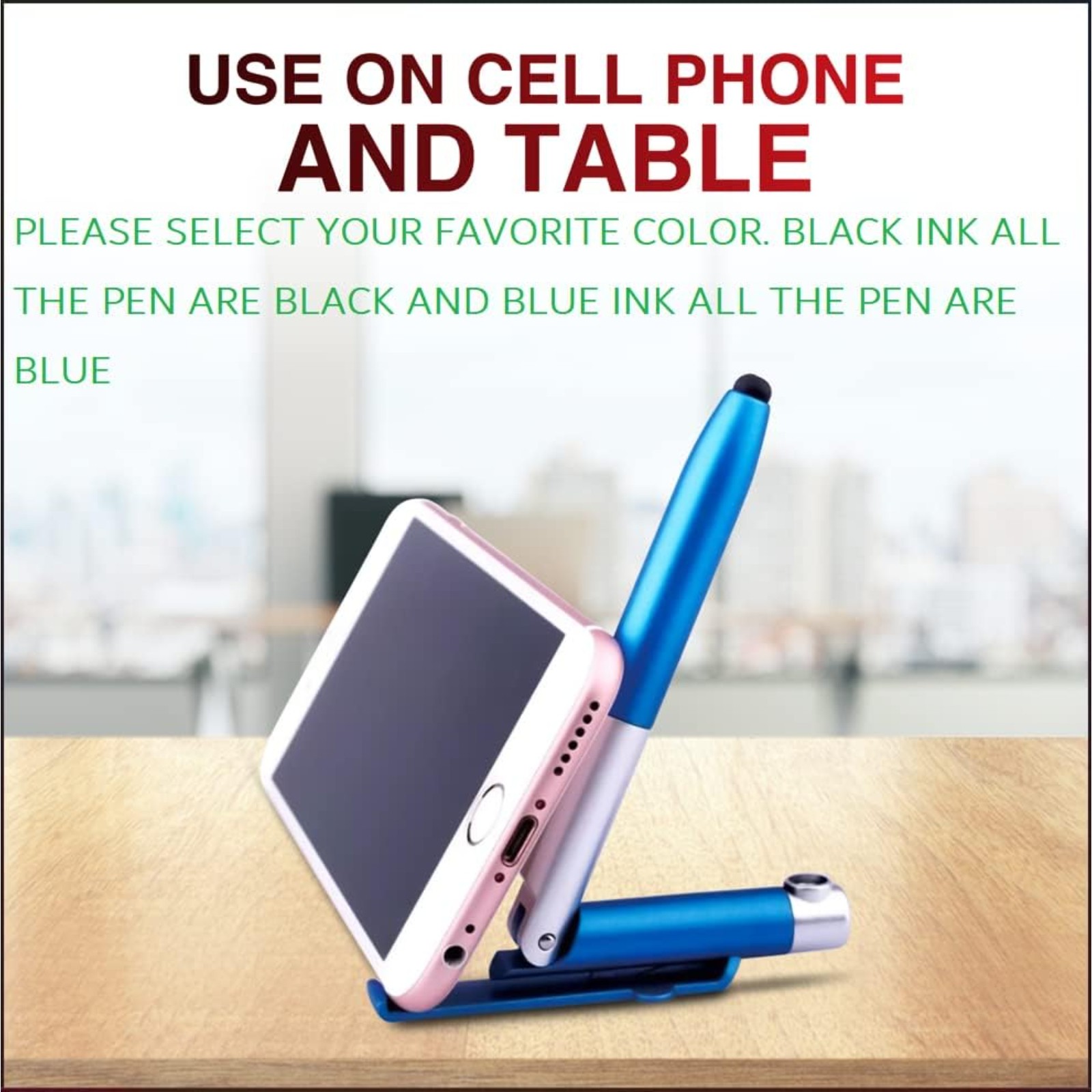 25 PCS MULTIFUNCTIONAL 5-in-1 Folding Ballpoint Blue Pen with Black Ink