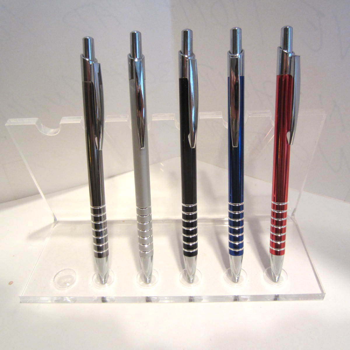 SET OF 2 TERZETTI GLOSSY BLACK SLIM ORBIT METAL BALLPOINT PEN-USES STICK REFILL