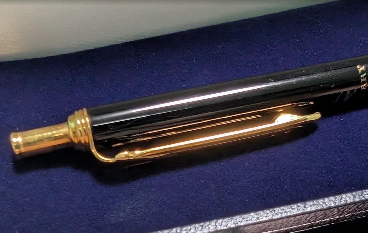 Burberry Ballpoint Pen, Black with Gold Trim, Comes with Box