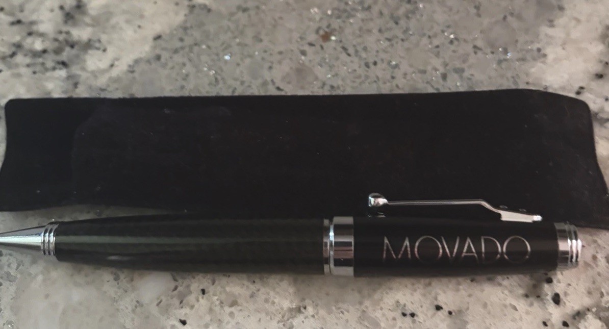 Movado Branded ballpoint pen black and carbon fiber