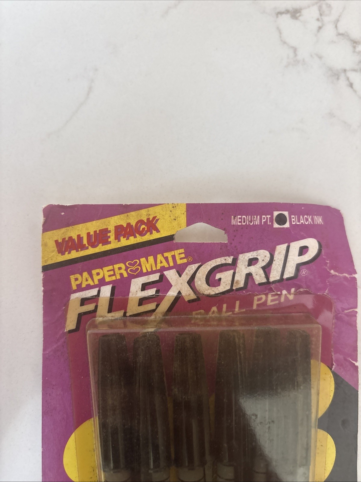 Papermate Flexgrip Med. Black Ball point Pens (6) New Old Stock