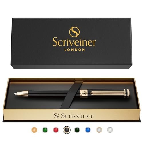 Luxury Black Lacquer Ballpoint Pen, Real Gold Plating, Schmidt Refill, Gift for