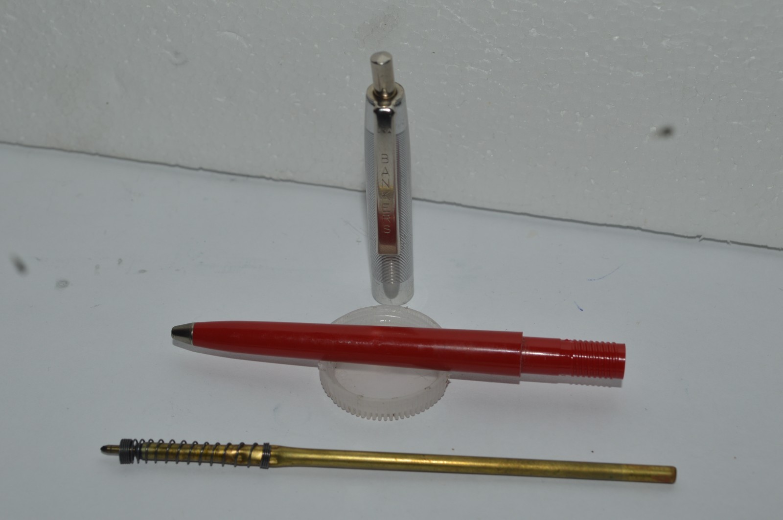 BANKERS Ballpoint Pen Red Plastic Barrel Metal Cap Made In USA Circa 1970s